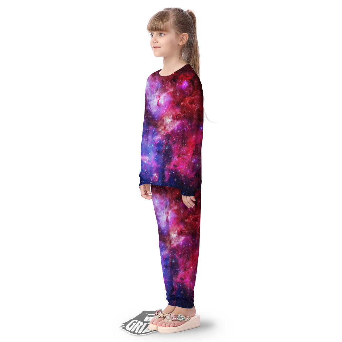 Galaxy Space Dark Purple Cosmos Print Kid's Pajamas-grizzshop