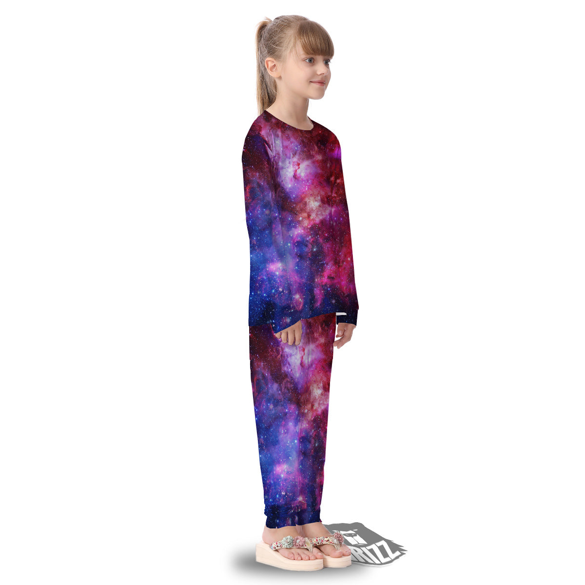 Galaxy Space Dark Purple Cosmos Print Kid's Pajamas-grizzshop