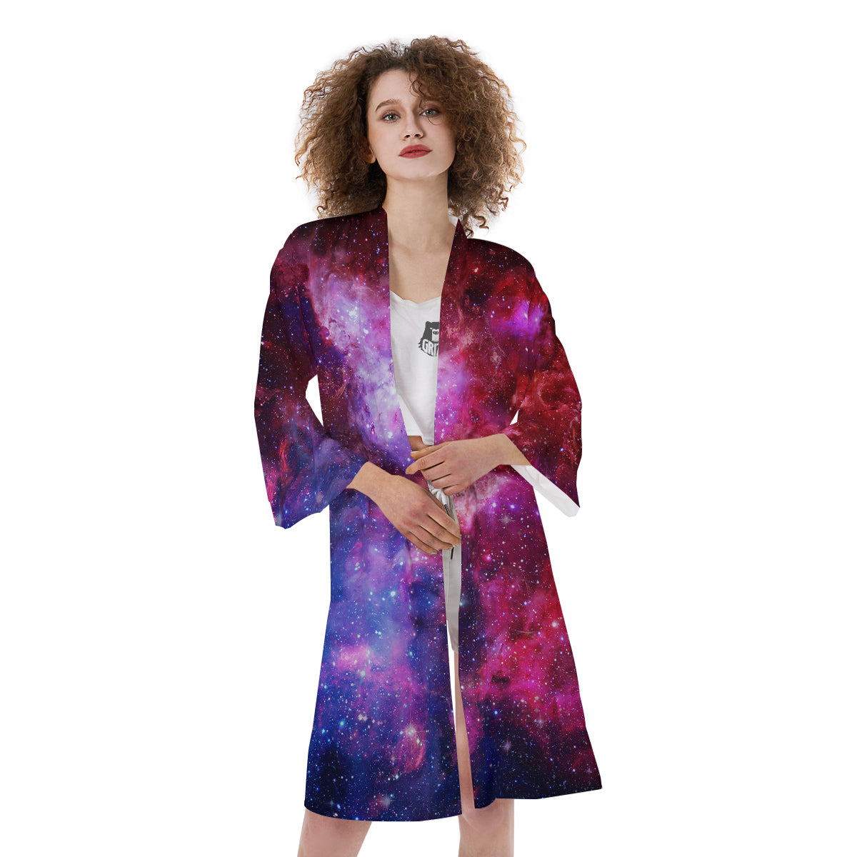 Galaxy Space Dark Purple Cosmos Print Kimono-grizzshop