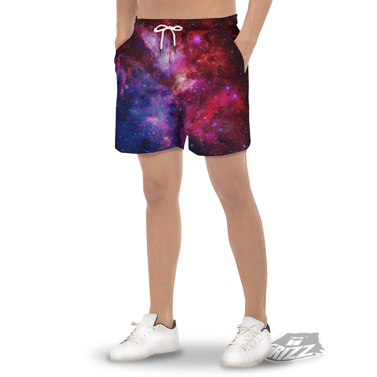 Galaxy Space Dark Purple Cosmos Print Men's Gym Shorts-grizzshop