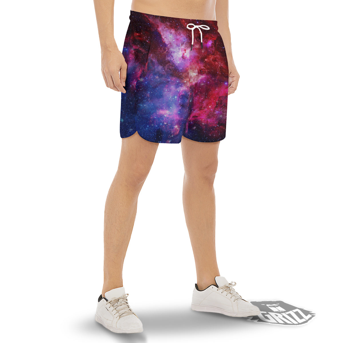 Galaxy Space Dark Purple Cosmos Print Men's Gym Shorts-grizzshop