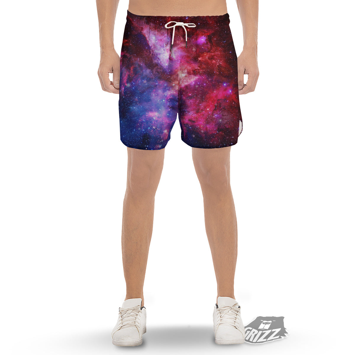Galaxy Space Dark Purple Cosmos Print Men's Gym Shorts-grizzshop