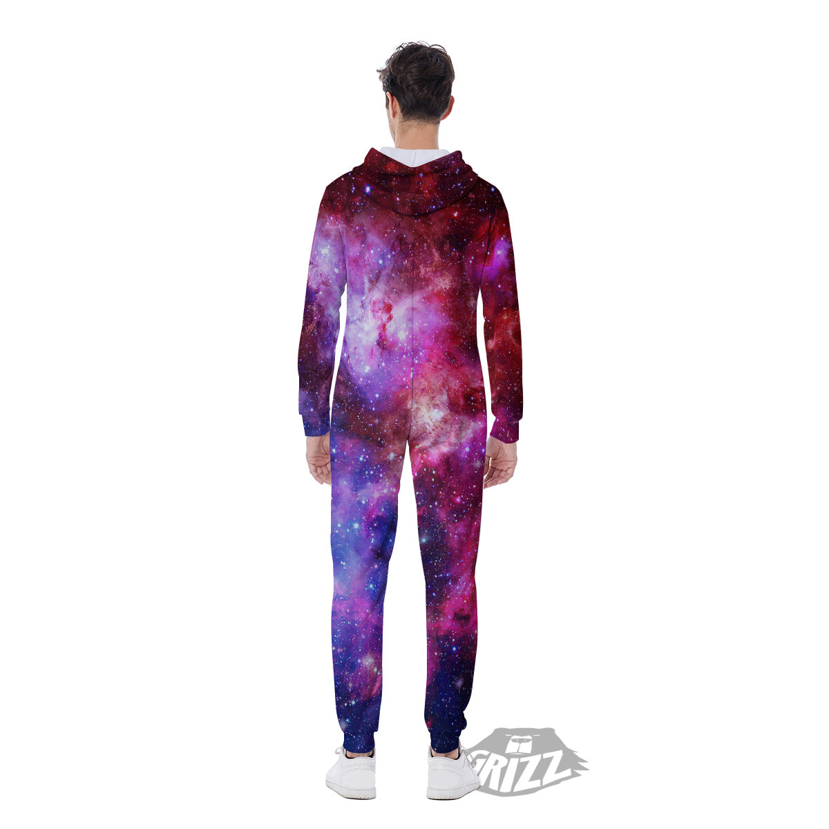 Galaxy Space Dark Purple Cosmos Print Men's Jumpsuit-grizzshop