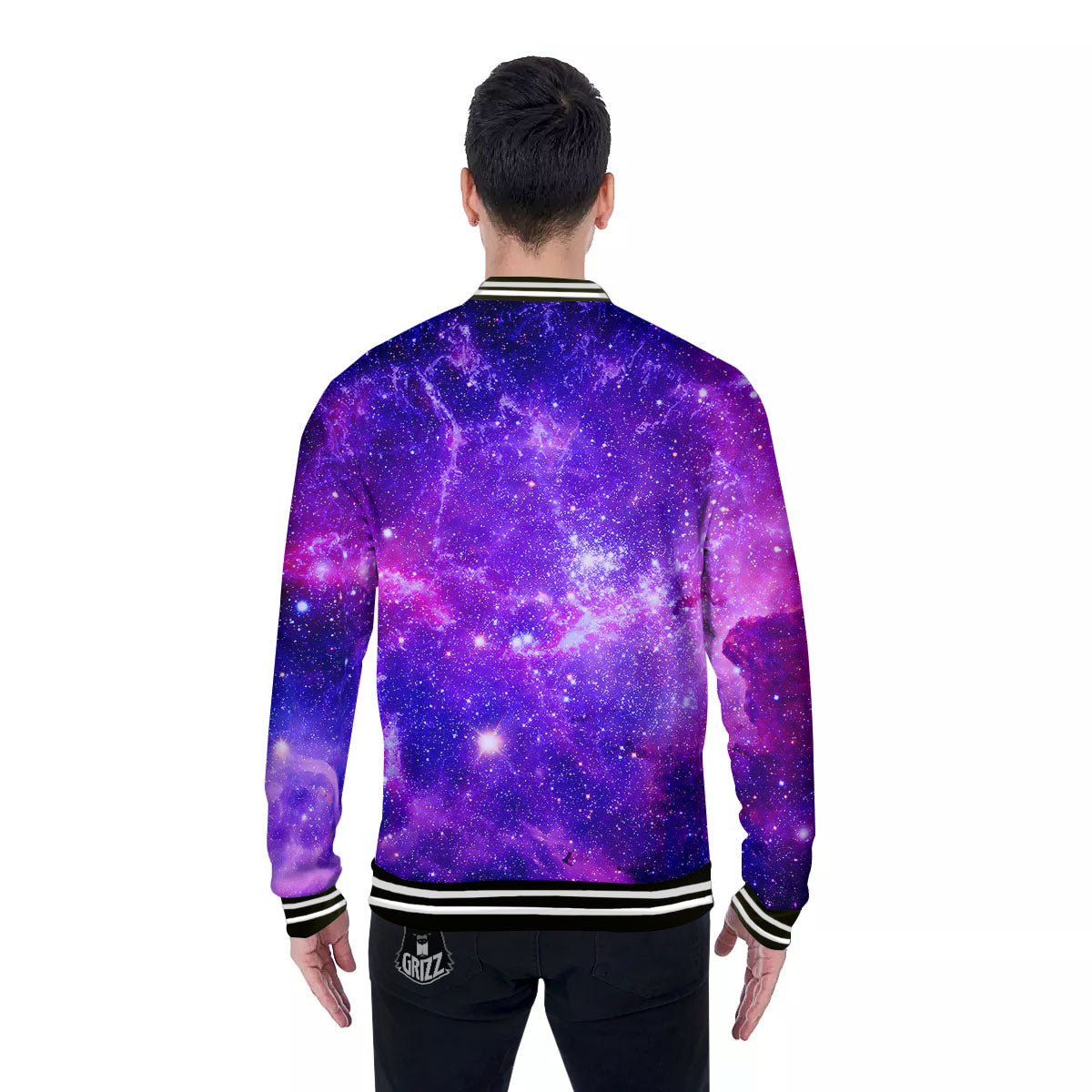 Galaxy Space Dark Purple Universe Print Baseball Jacket-grizzshop