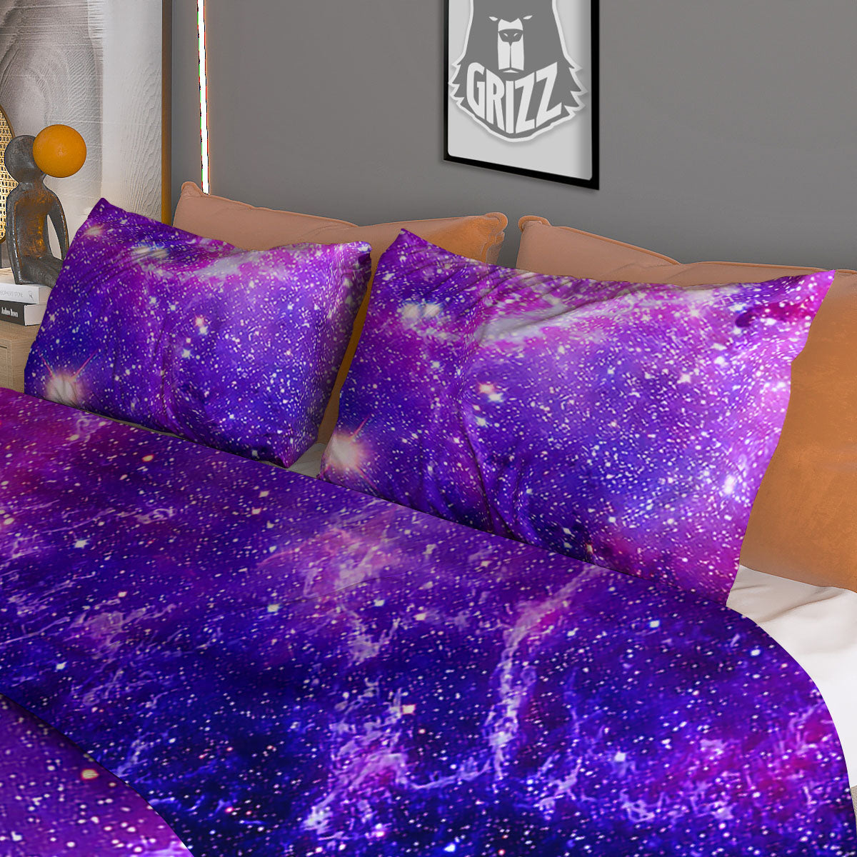 Galaxy Space Dark Purple Universe Print Duvet Cover Bedding Set