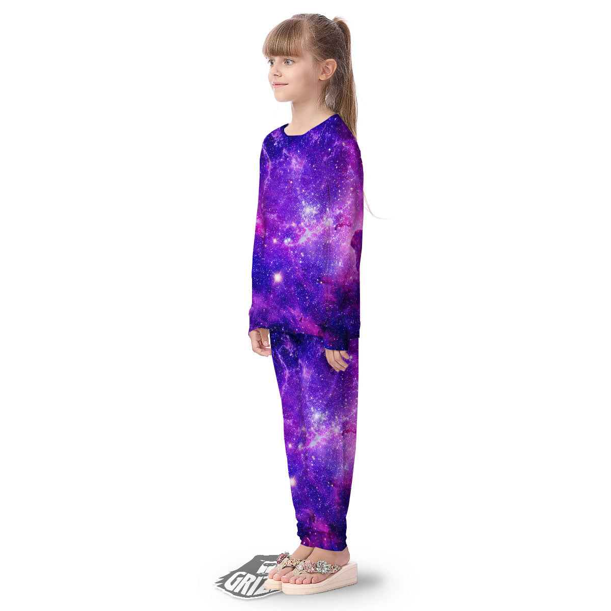 Galaxy Space Dark Purple Universe Print Kid's Pajamas-grizzshop