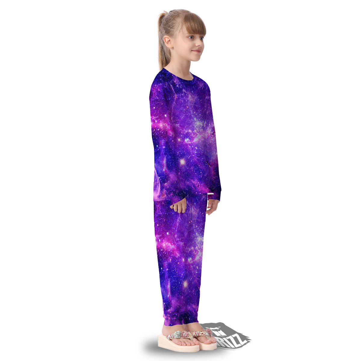Galaxy Space Dark Purple Universe Print Kid's Pajamas-grizzshop