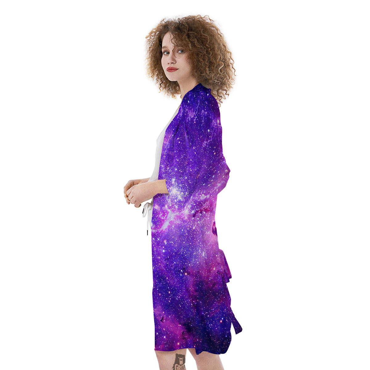 Galaxy Space Dark Purple Universe Print Kimono-grizzshop