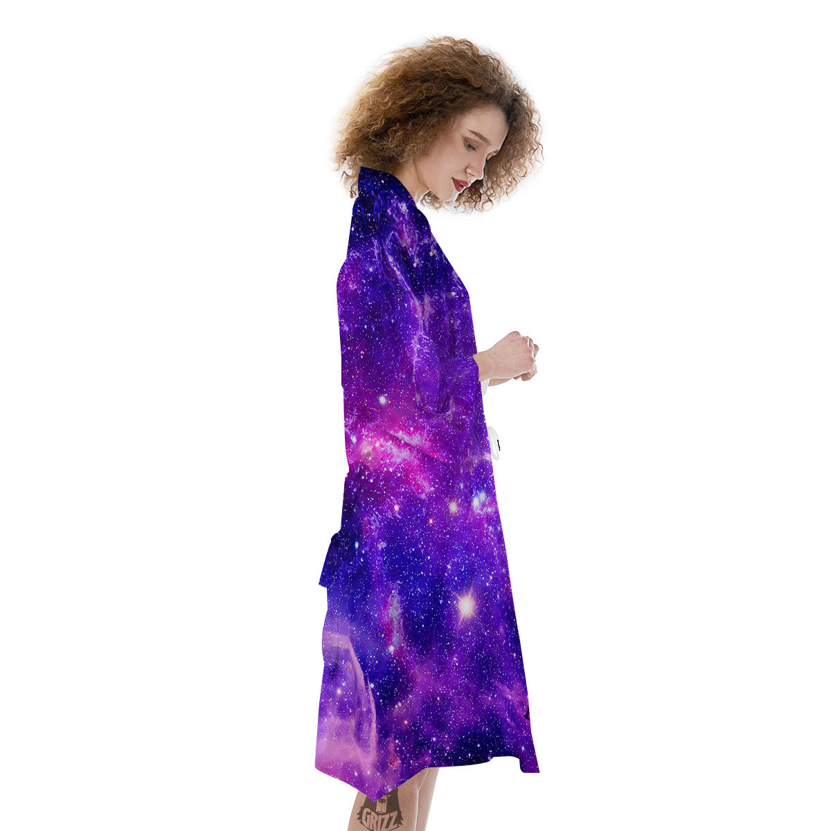 Galaxy Space Dark Purple Universe Print Kimono-grizzshop
