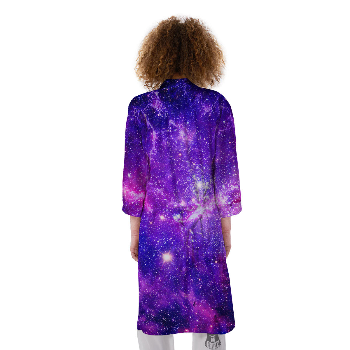 Galaxy Space Dark Purple Universe Print Kimono-grizzshop