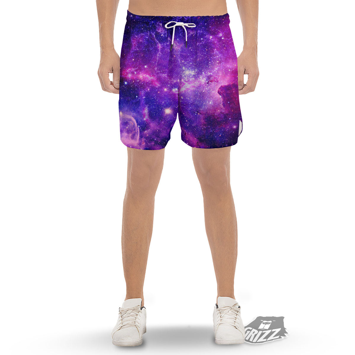 Galaxy Space Dark Purple Universe Print Men's Gym Shorts-grizzshop