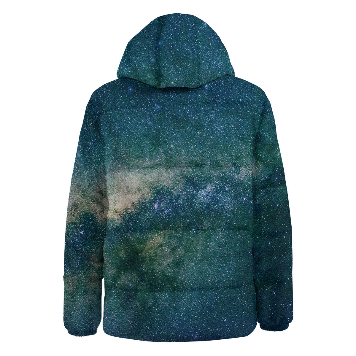 Galaxy Space Dark Teal Print Down Jacket-grizzshop