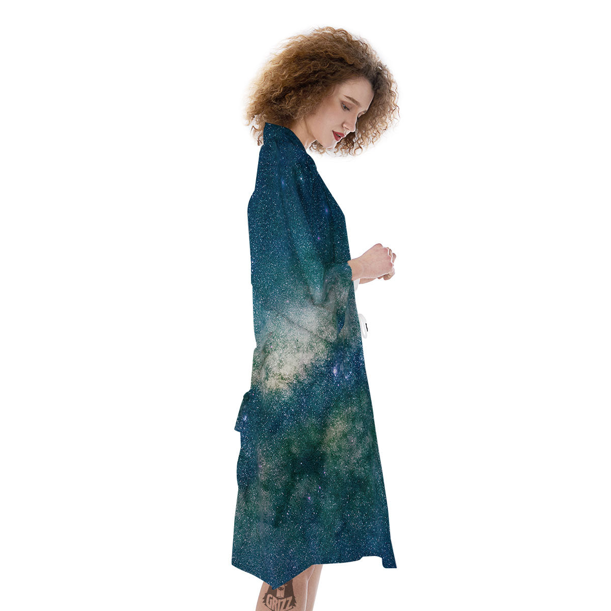Galaxy Space Dark Teal Print Kimono-grizzshop