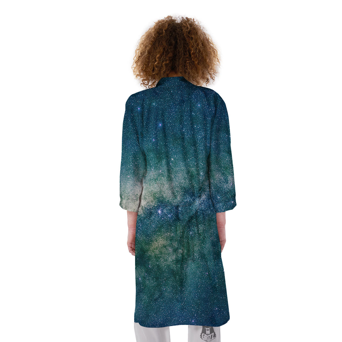 Galaxy Space Dark Teal Print Kimono-grizzshop