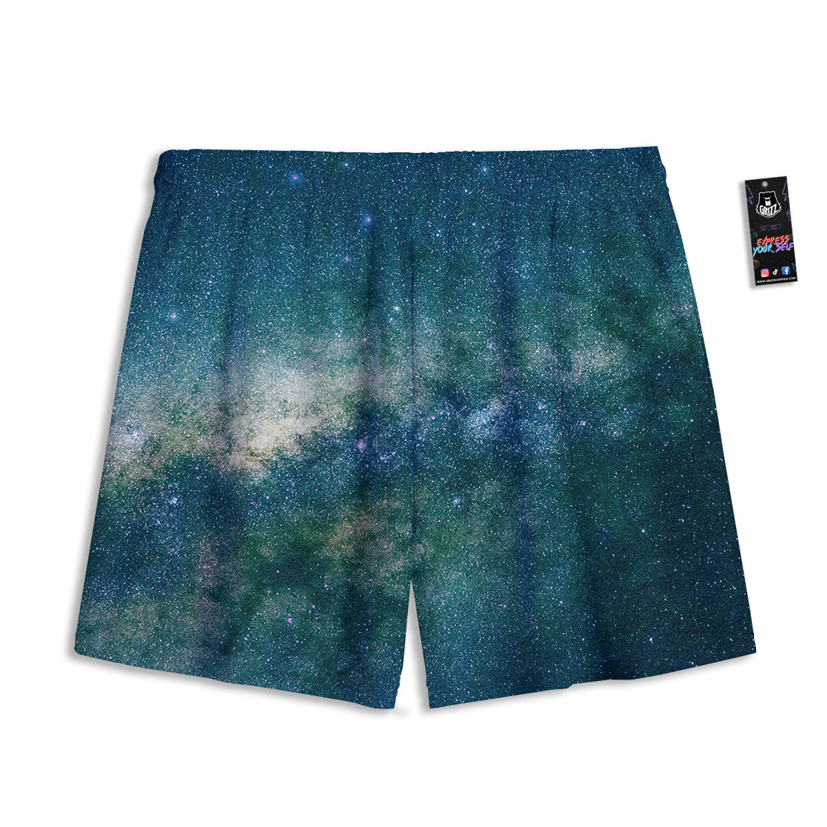 Galaxy Space Dark Teal Print Mesh Shorts
