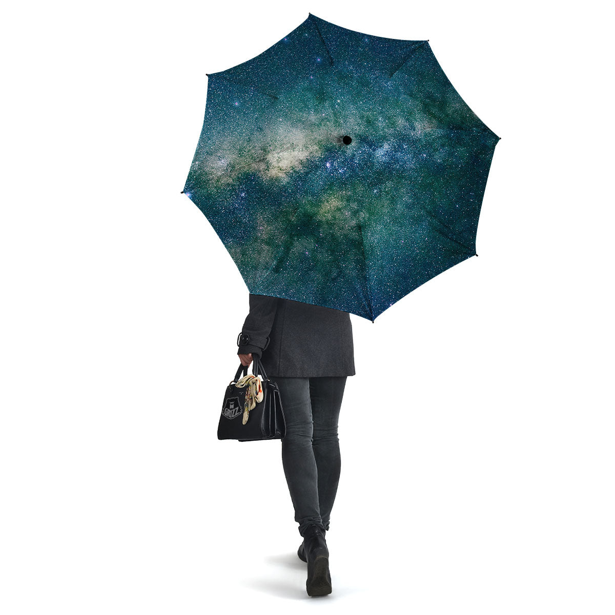 Galaxy Space Dark Teal Print Umbrella-grizzshop