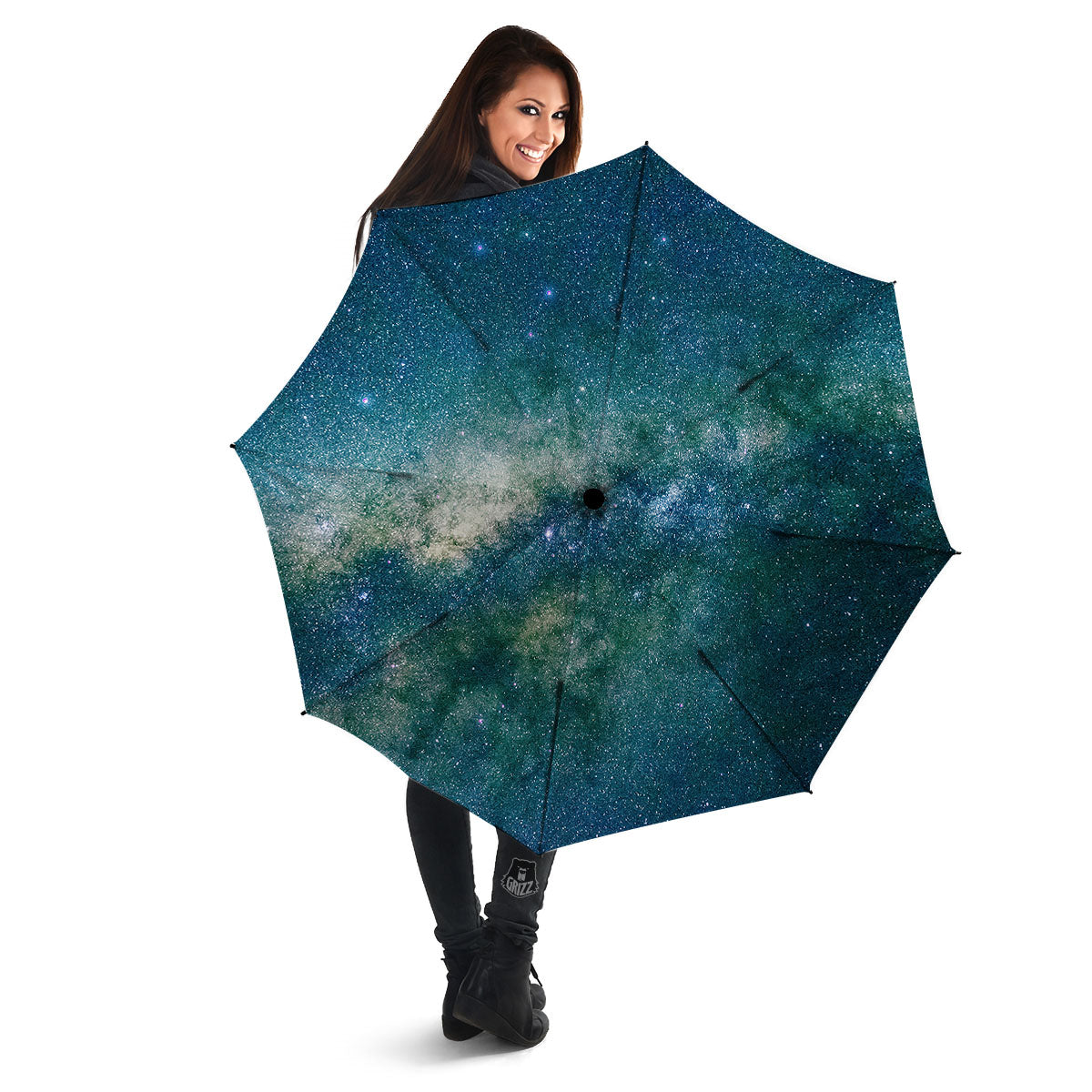 Galaxy Space Dark Teal Print Umbrella-grizzshop