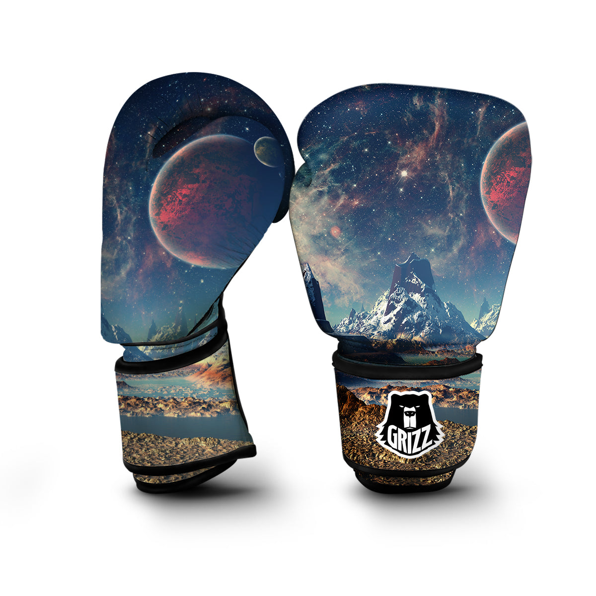 Galaxy Space Earth Print Boxing Gloves-grizzshop