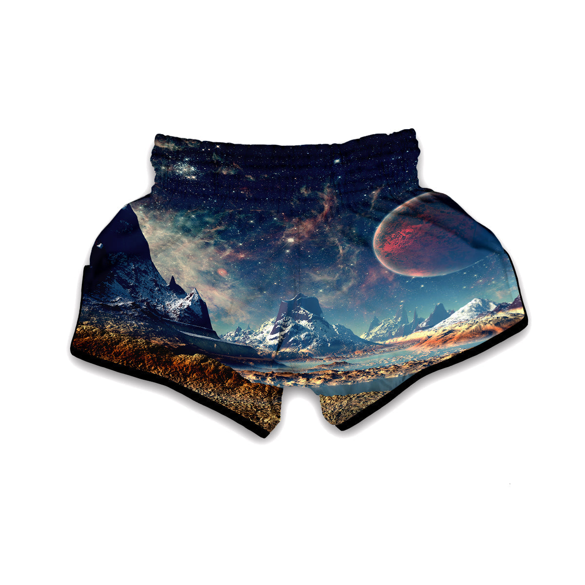 Galaxy Space Earth Print Muay Thai Boxing Shorts-grizzshop