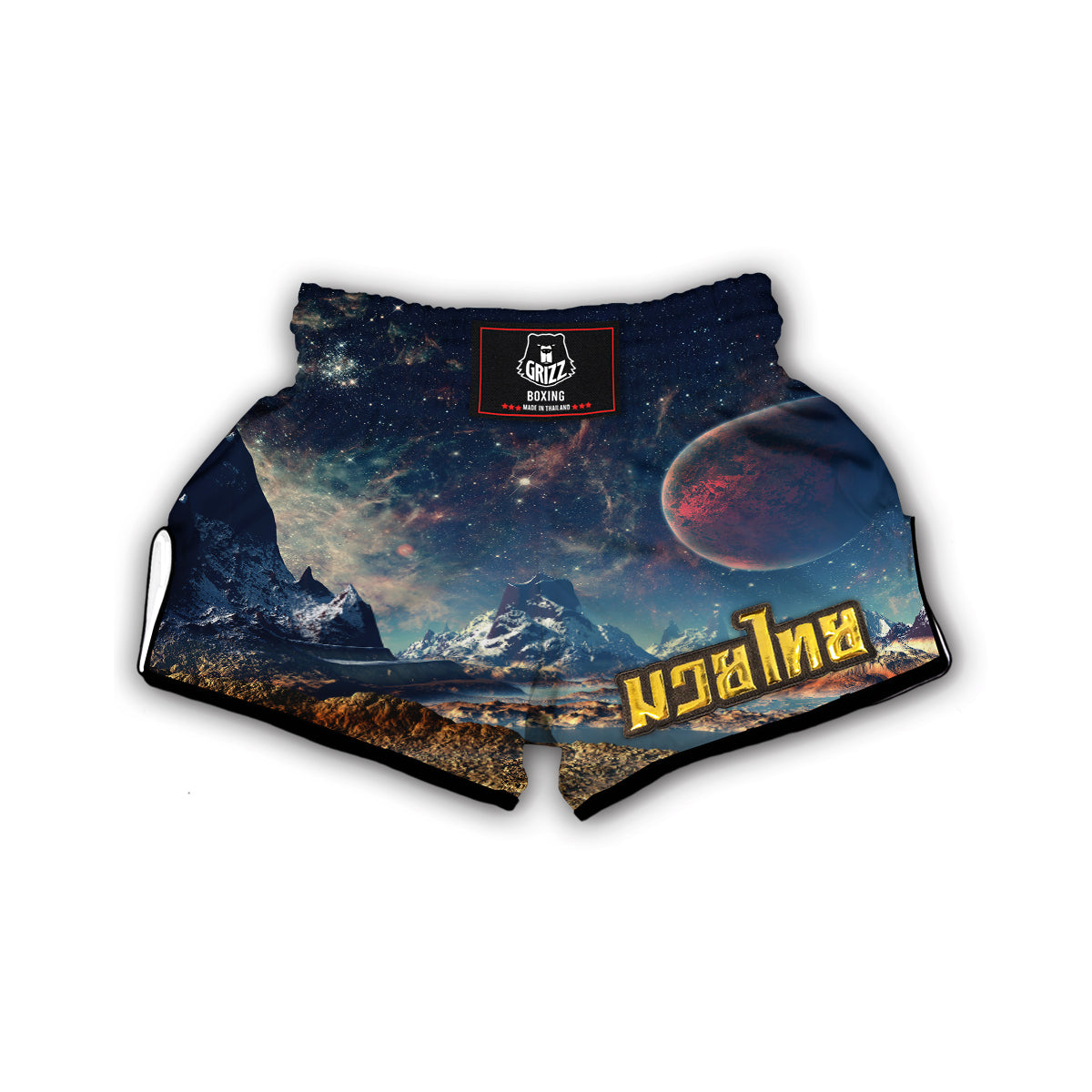 Galaxy Space Earth Print Muay Thai Boxing Shorts-grizzshop