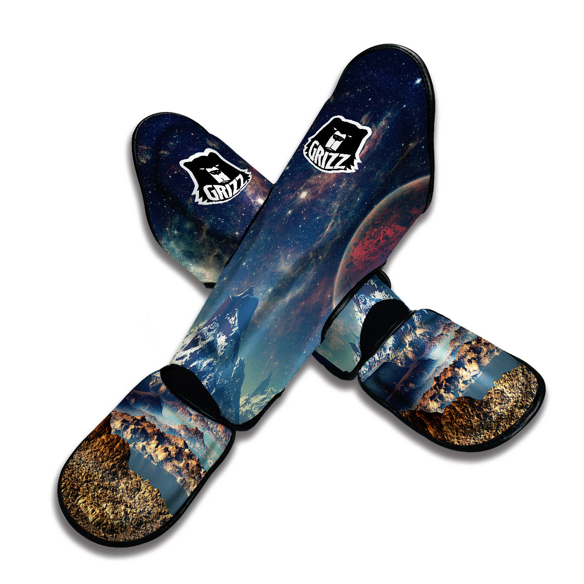 Galaxy Space Earth Print Muay Thai Shin Guards-grizzshop