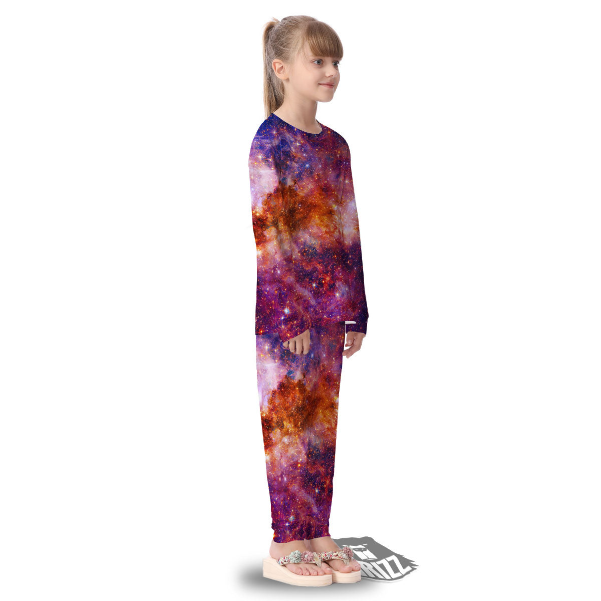 Galaxy Space Fiery Nebula Universe Print Kid's Pajamas-grizzshop