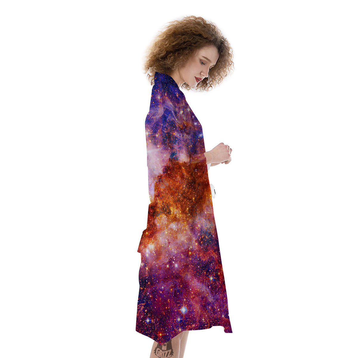 Galaxy Space Fiery Nebula Universe Print Kimono-grizzshop