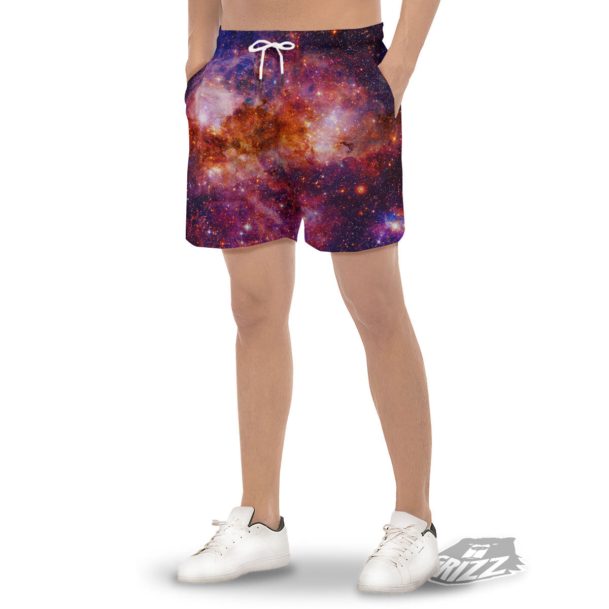Galaxy Space Fiery Nebula Universe Print Men's Gym Shorts-grizzshop