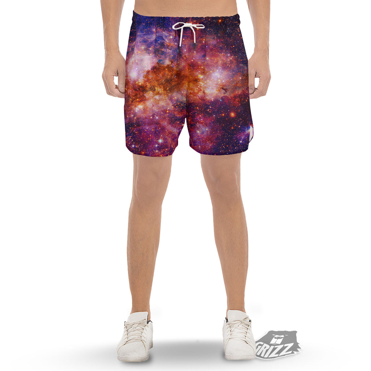 Galaxy Space Fiery Nebula Universe Print Men's Gym Shorts-grizzshop