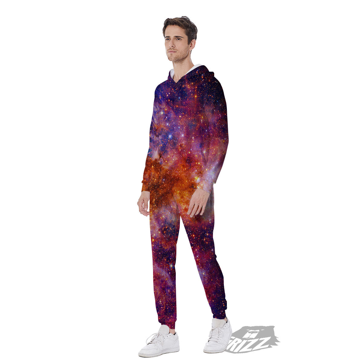 Galaxy Space Fiery Nebula Universe Print Men's Jumpsuit-grizzshop