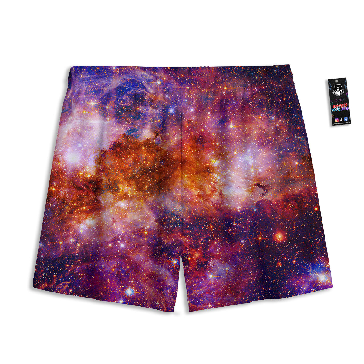 Galaxy Space Fiery Nebula Universe Print Mesh Shorts