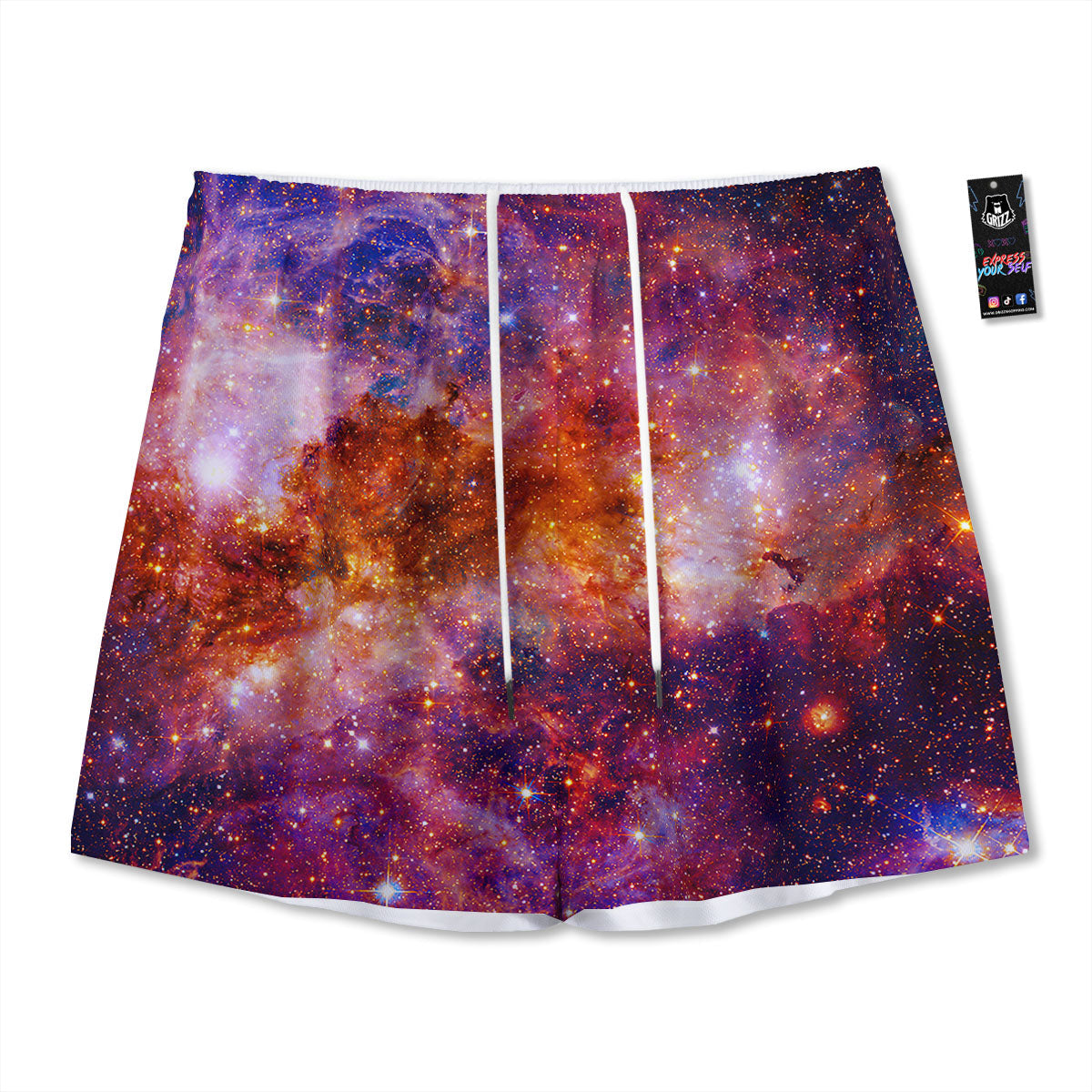 Galaxy Space Fiery Nebula Universe Print Mesh Shorts
