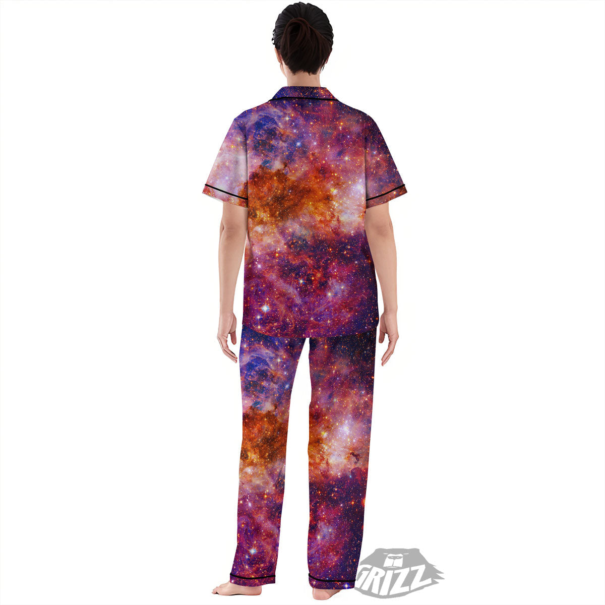 Galaxy Space Fiery Nebula Universe Print Women's Pajamas Set-grizzshop