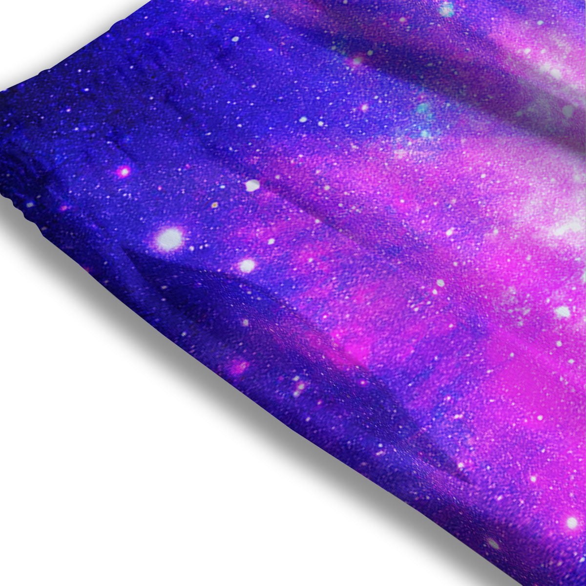 Galaxy Space Purple Bursting Print Mesh Shorts