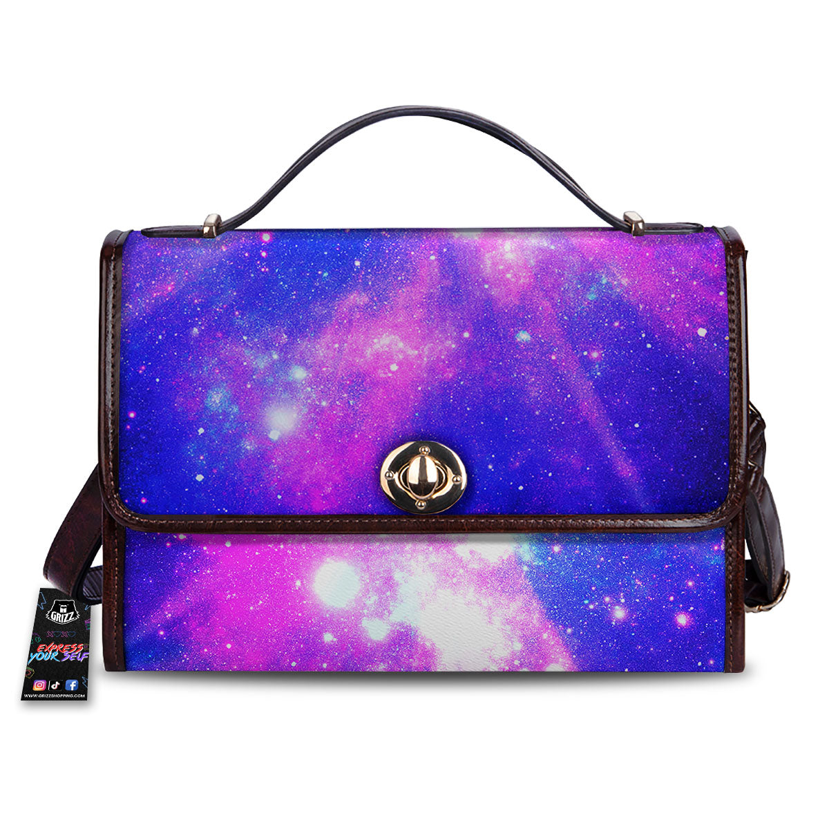 Galaxy Space Purple Bursting Print Women's Satchel Bag