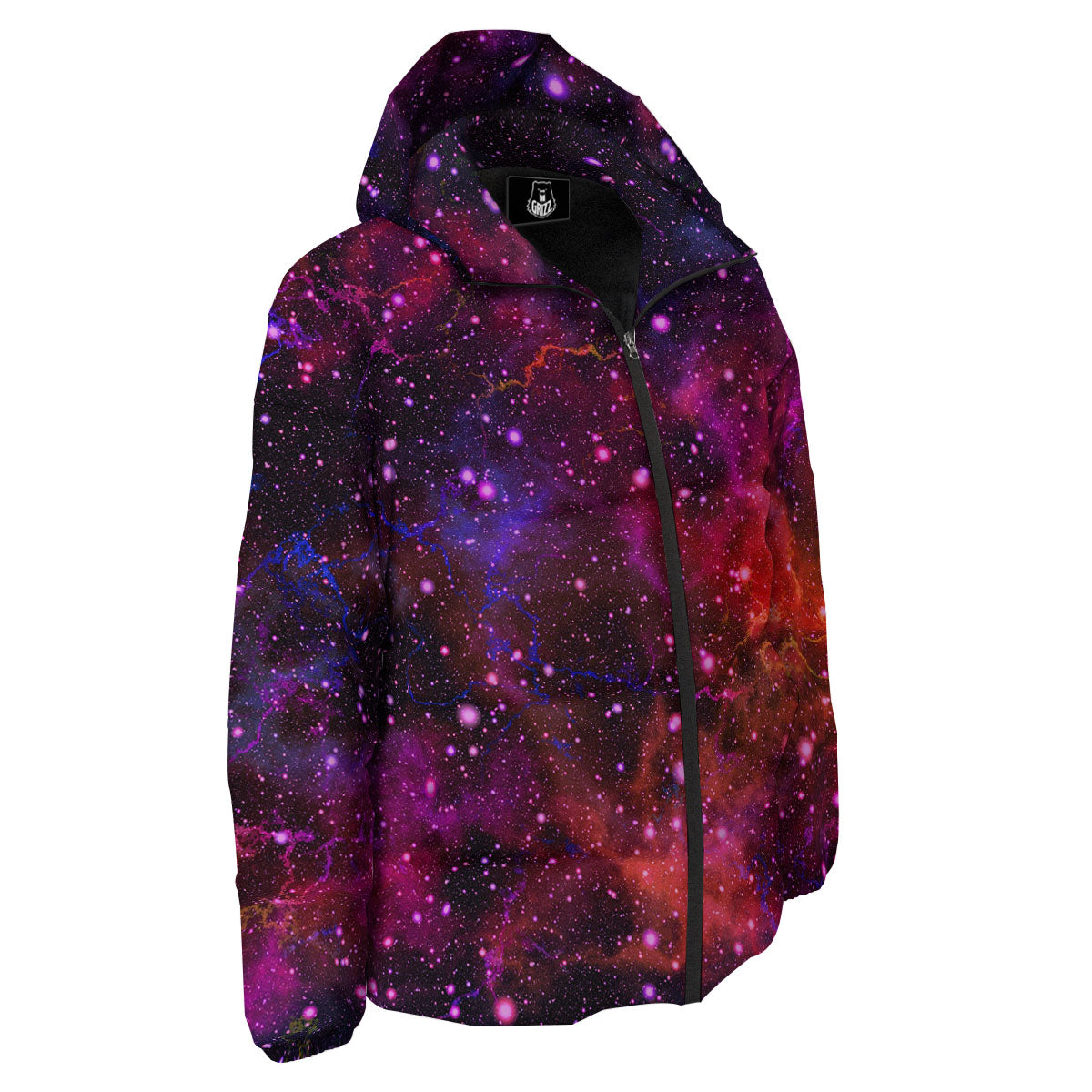 Galaxy Space Purple Dark Print Down Jacket-grizzshop