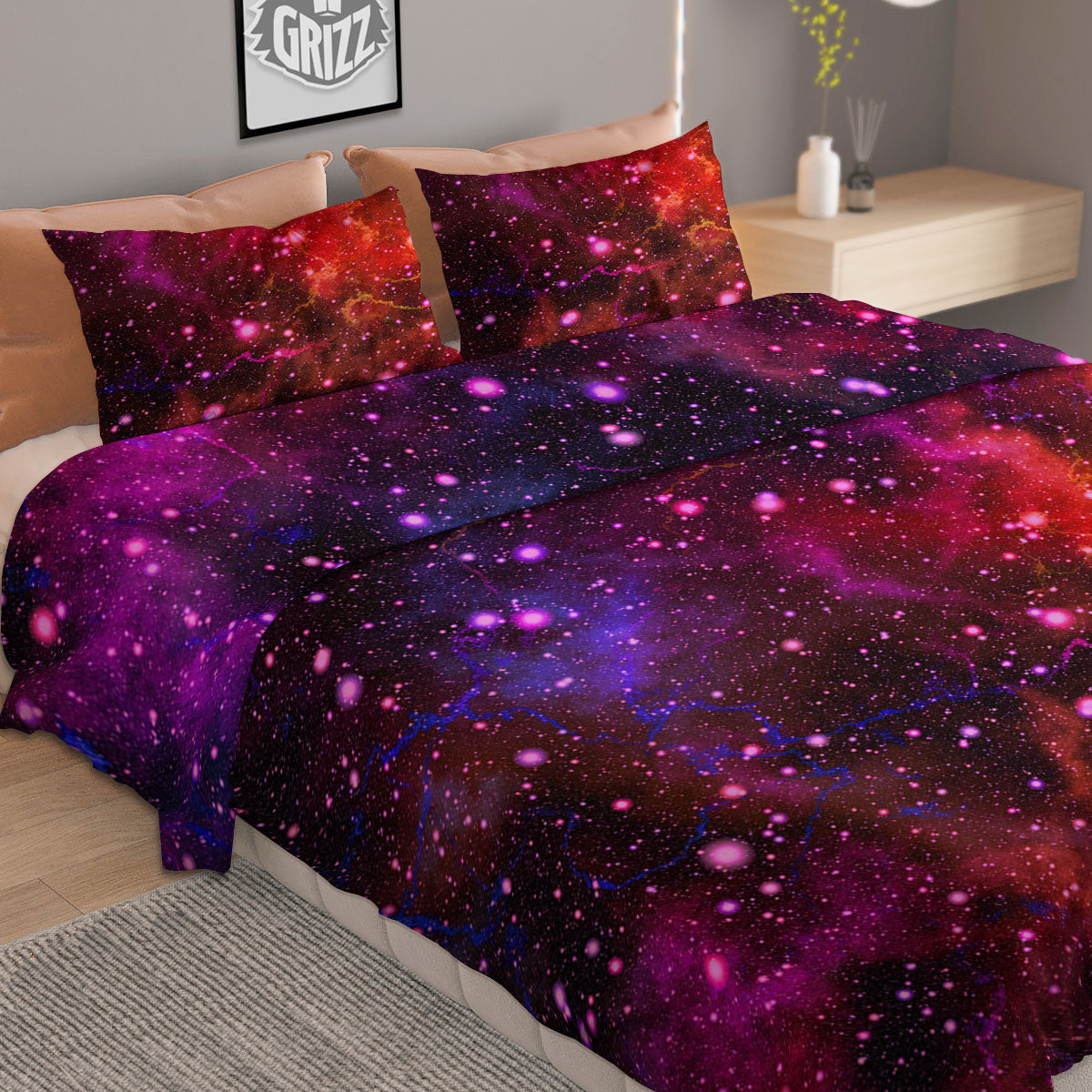 Frangipani White And Black Print Pattern Duvet Cover Bedding Set
