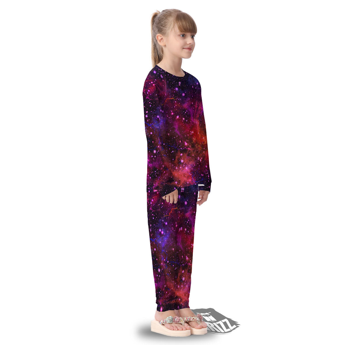 Galaxy Space Purple Dark Print Kid's Pajamas-grizzshop