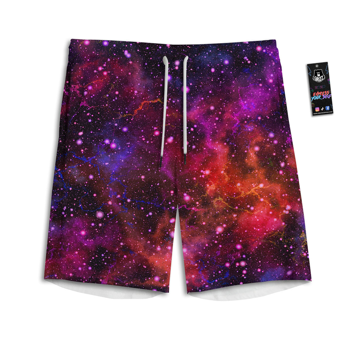 Galaxy Space Purple Dark Print Men's Athletic Shorts