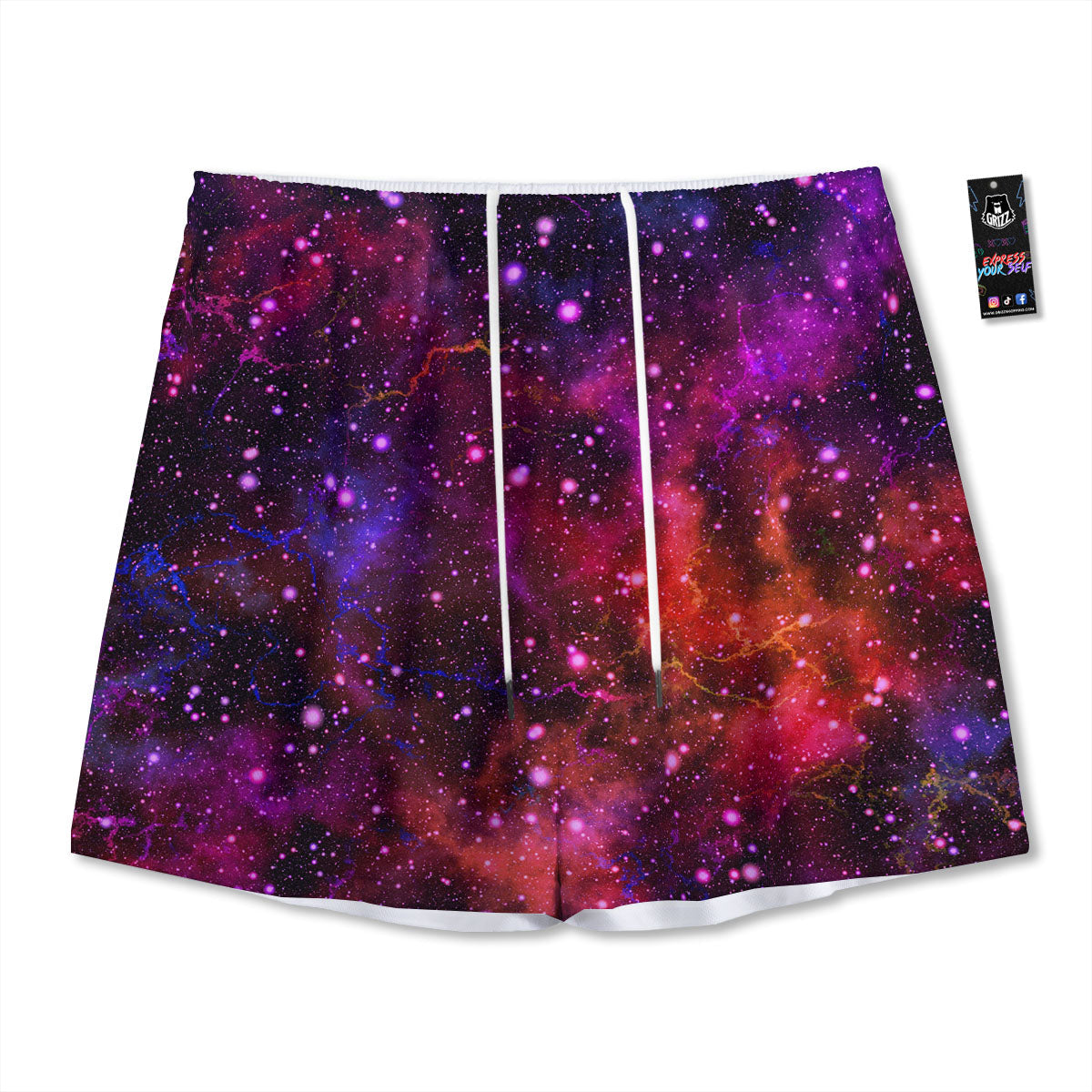 Galaxy Space Purple Dark Print Mesh Shorts