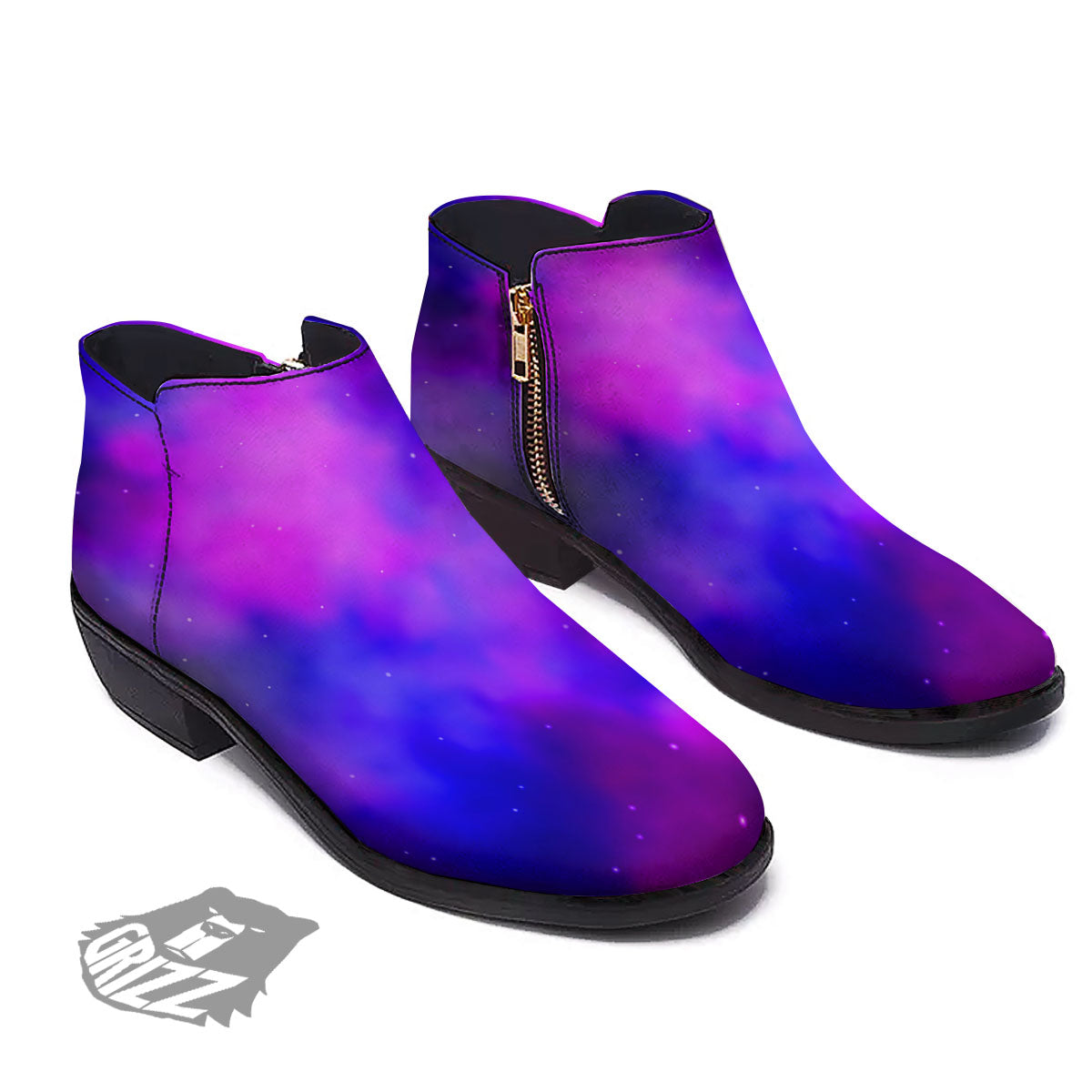Galaxy Space Purple Nebula Cloud Print Ankle Boots-grizzshop