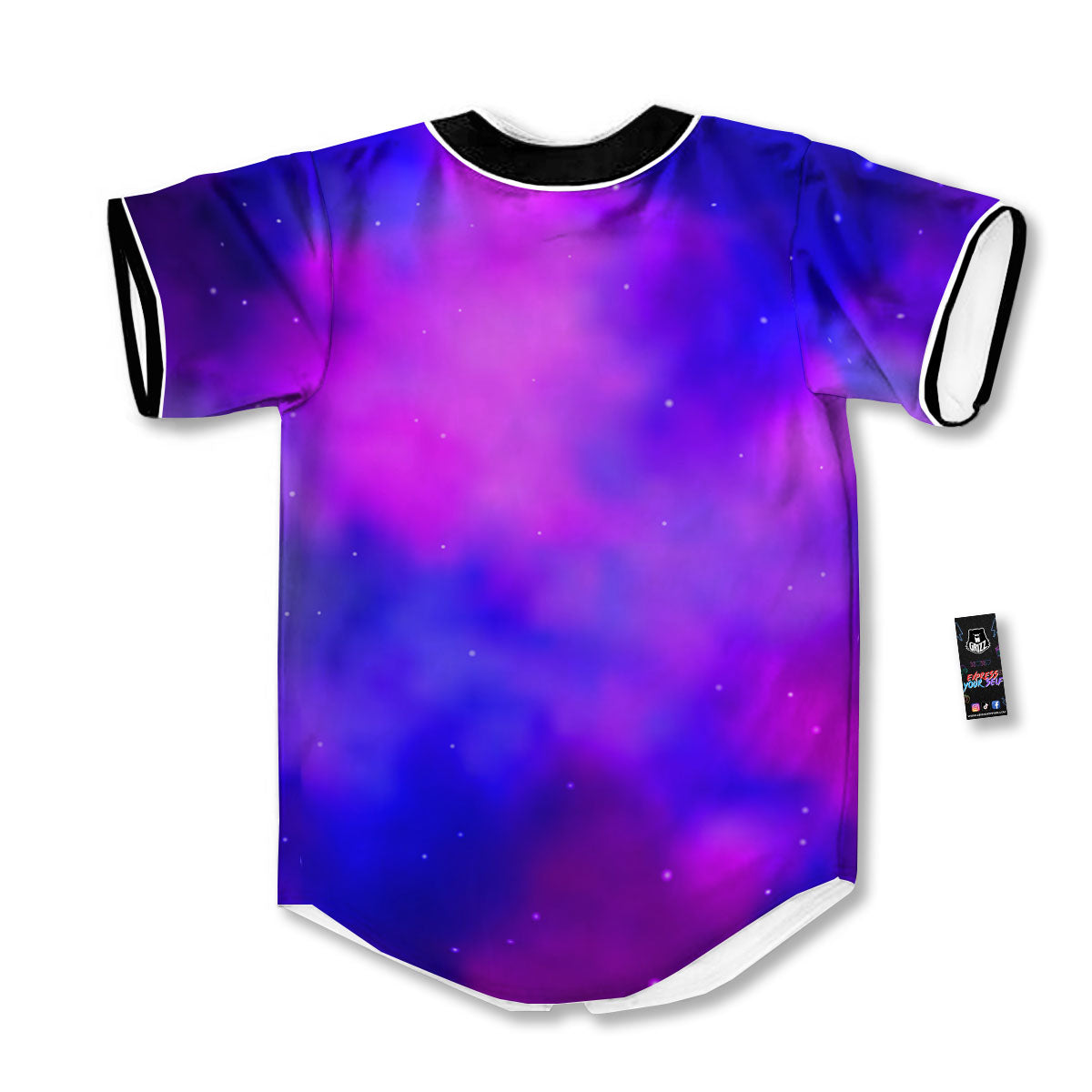 Galaxy Space Purple Nebula Cloud Print Baseball Jersey-grizzshop