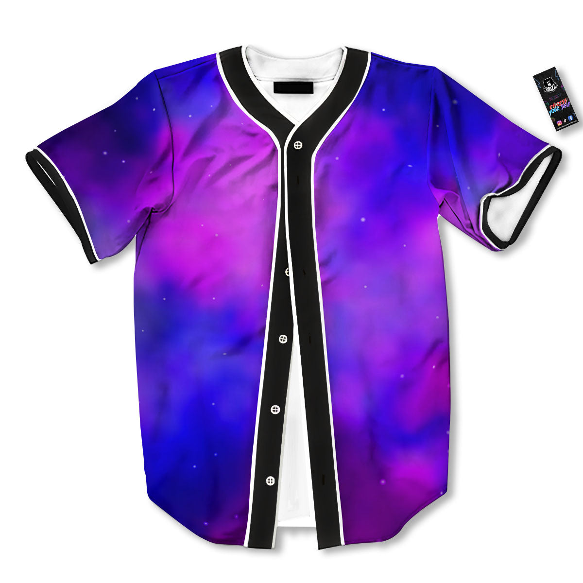 Galaxy Space Purple Nebula Cloud Print Baseball Jersey-grizzshop