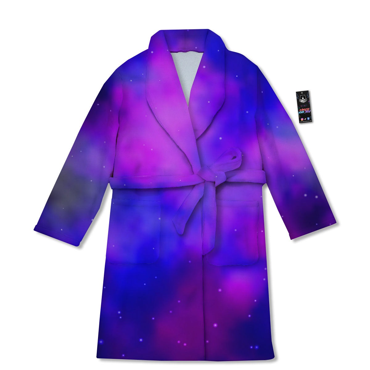 Galaxy Space Purple Nebula Cloud Print Bathrobe-grizzshop