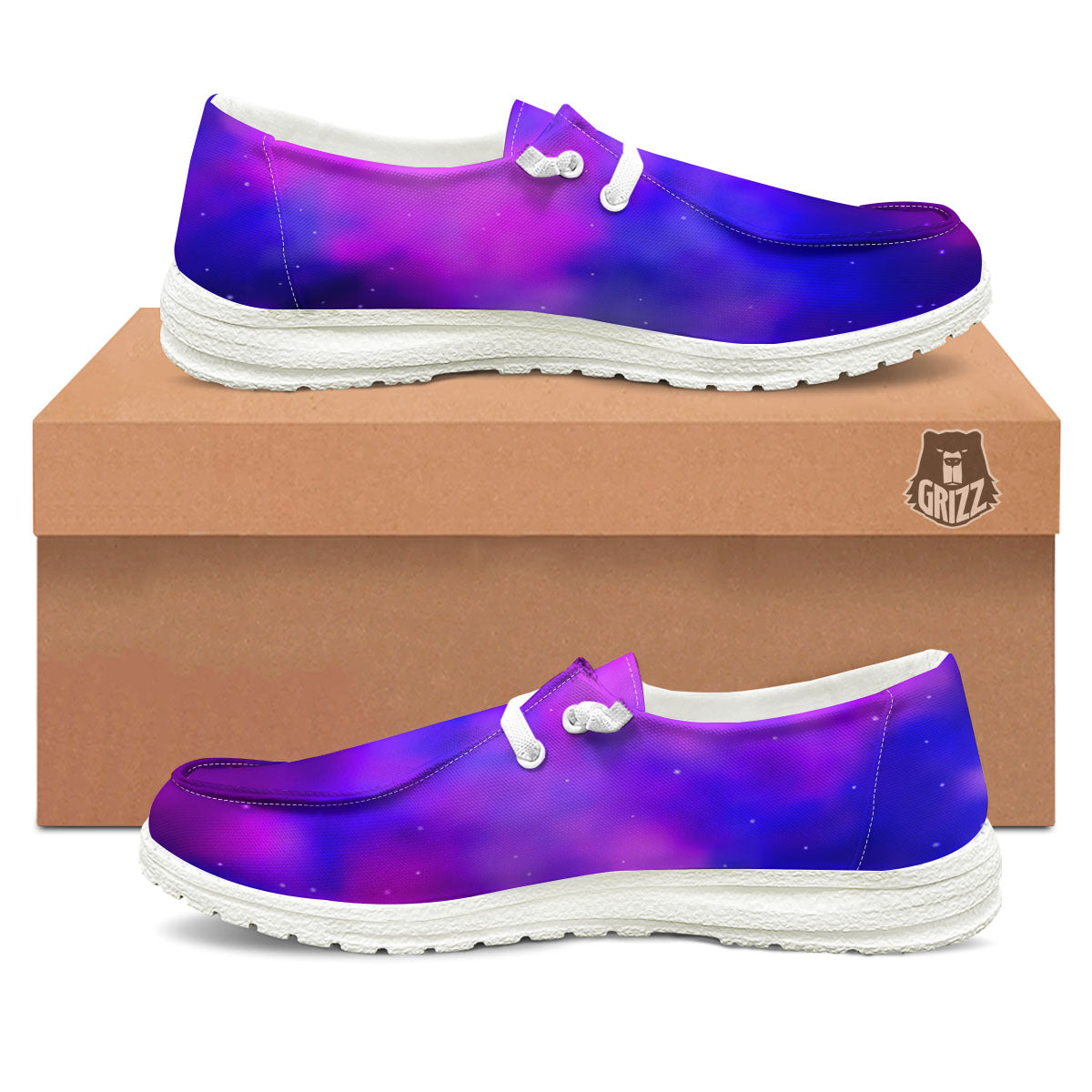 Galaxy Space Purple Nebula Cloud Print Black Loafers-grizzshop