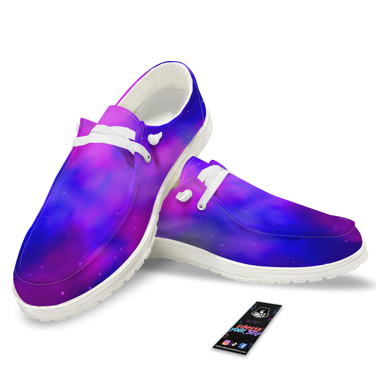 Galaxy Space Purple Nebula Cloud Print Black Loafers-grizzshop