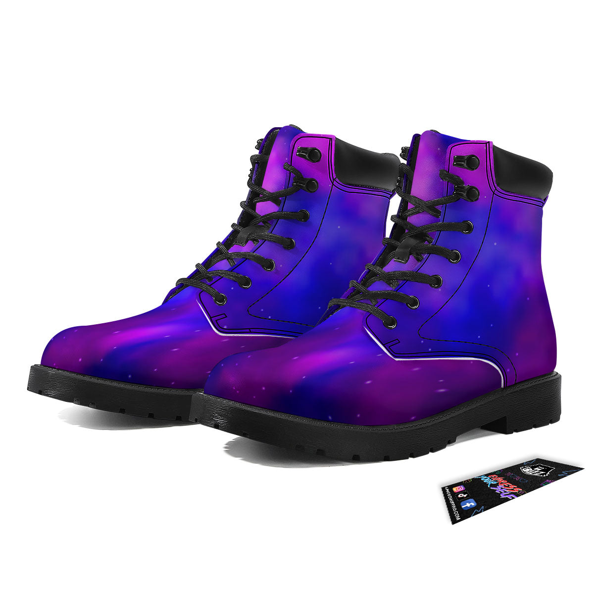 Galaxy Space Purple Nebula Cloud Print Boots-grizzshop