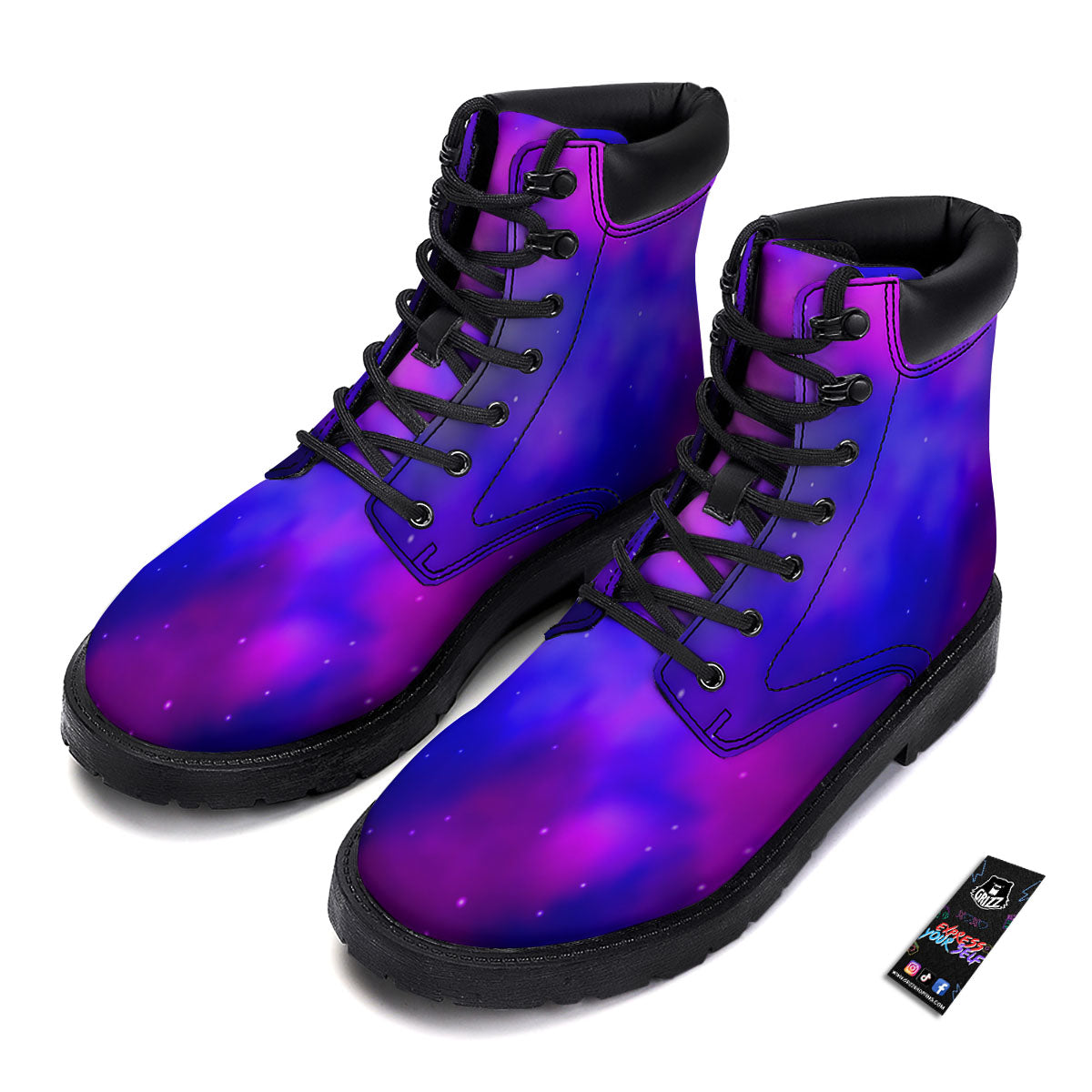 Galaxy Space Purple Nebula Cloud Print Boots-grizzshop
