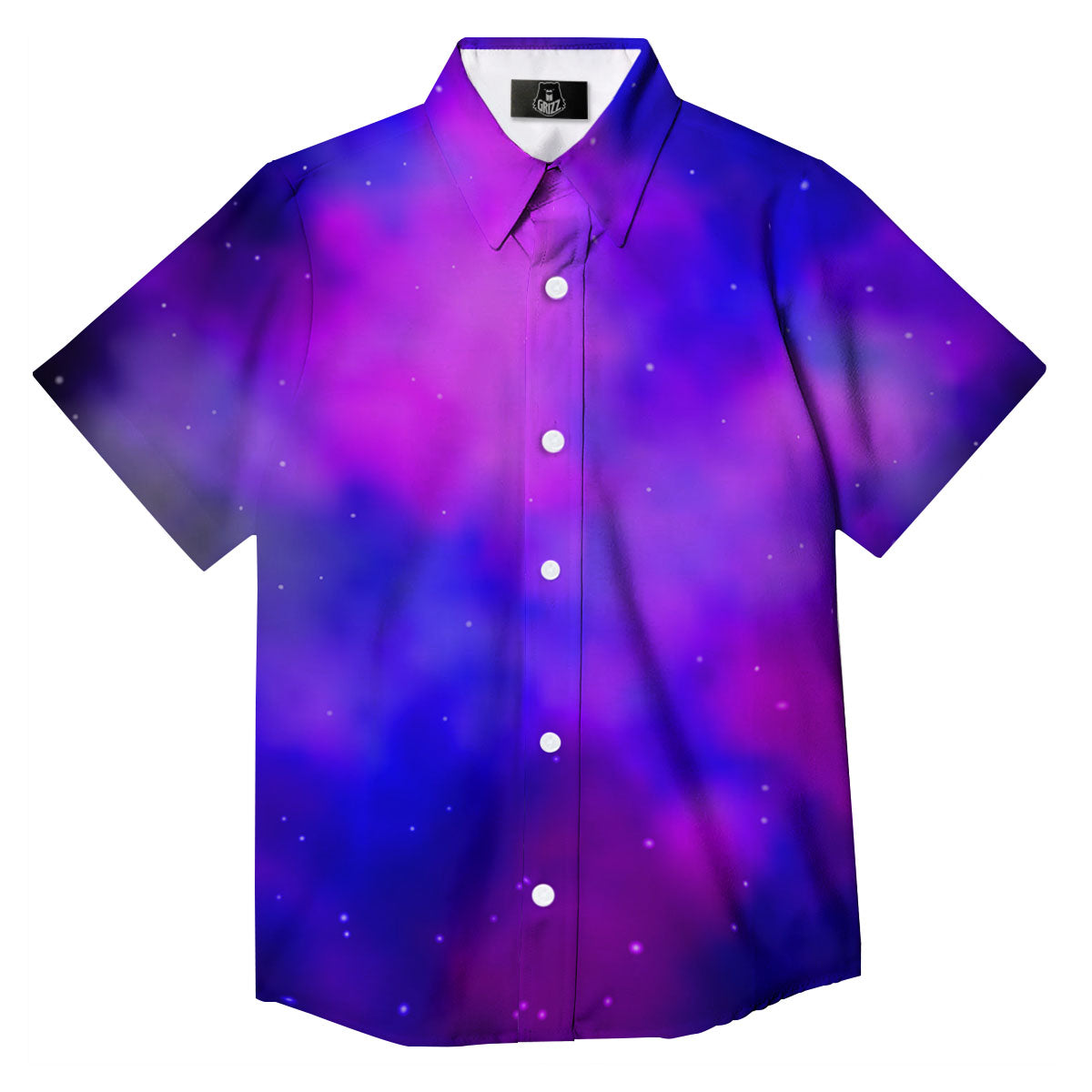 Galaxy Space Purple Nebula Cloud Print Button Up Shirt-grizzshop