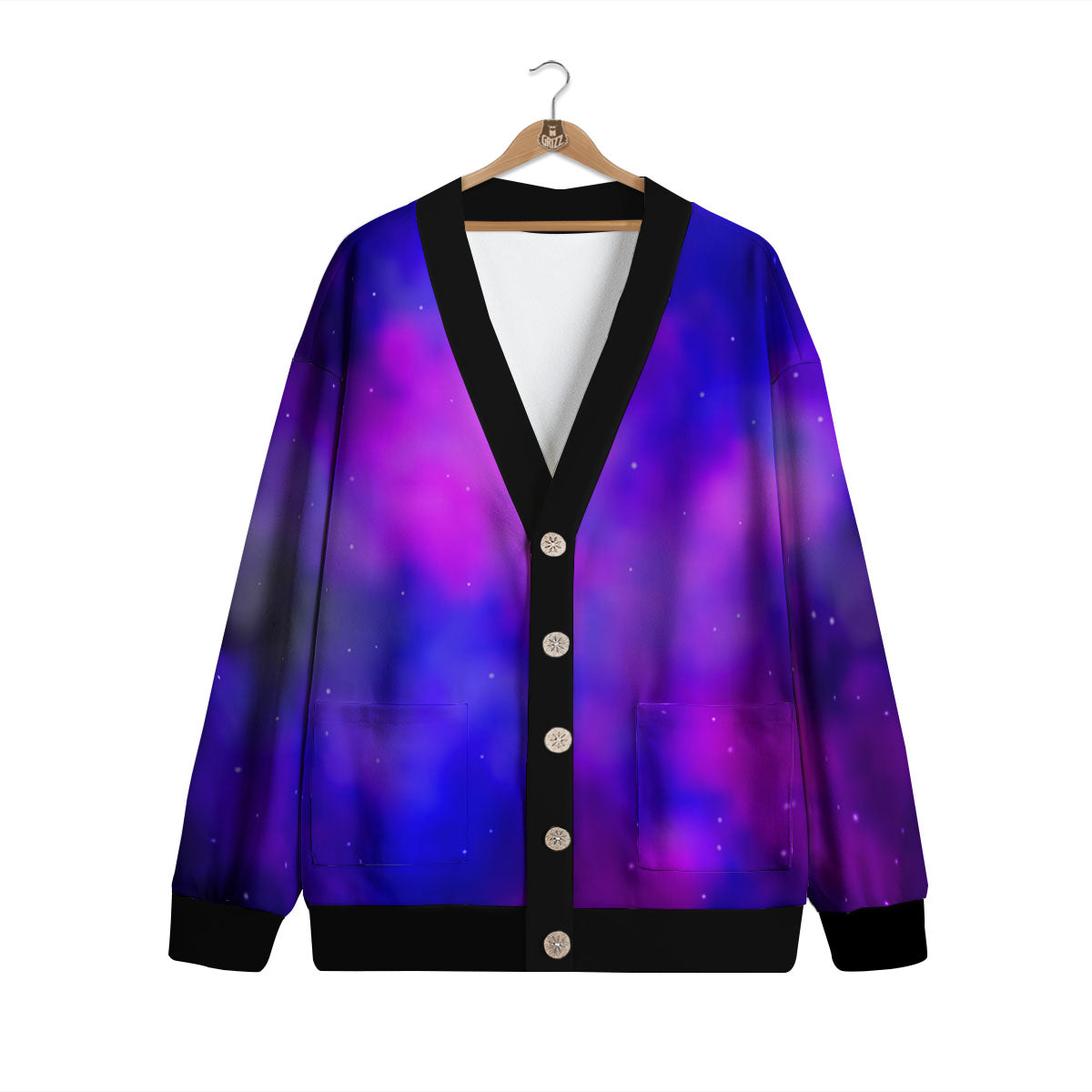 Galaxy Space Purple Nebula Cloud Print Cardigan-grizzshop